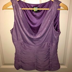 Arianna Papell purple evening glitter top